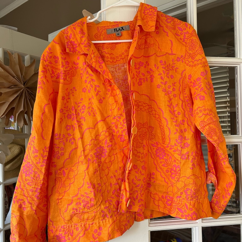 Flax Orange and Pink Floral Jacket